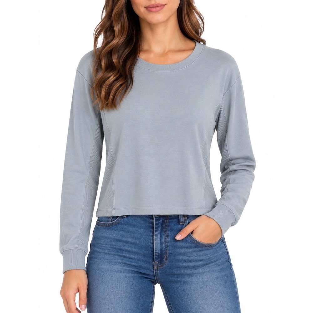 Victorias Secret Womens Long Sleeve Pullover Top Light Blue Modal XS